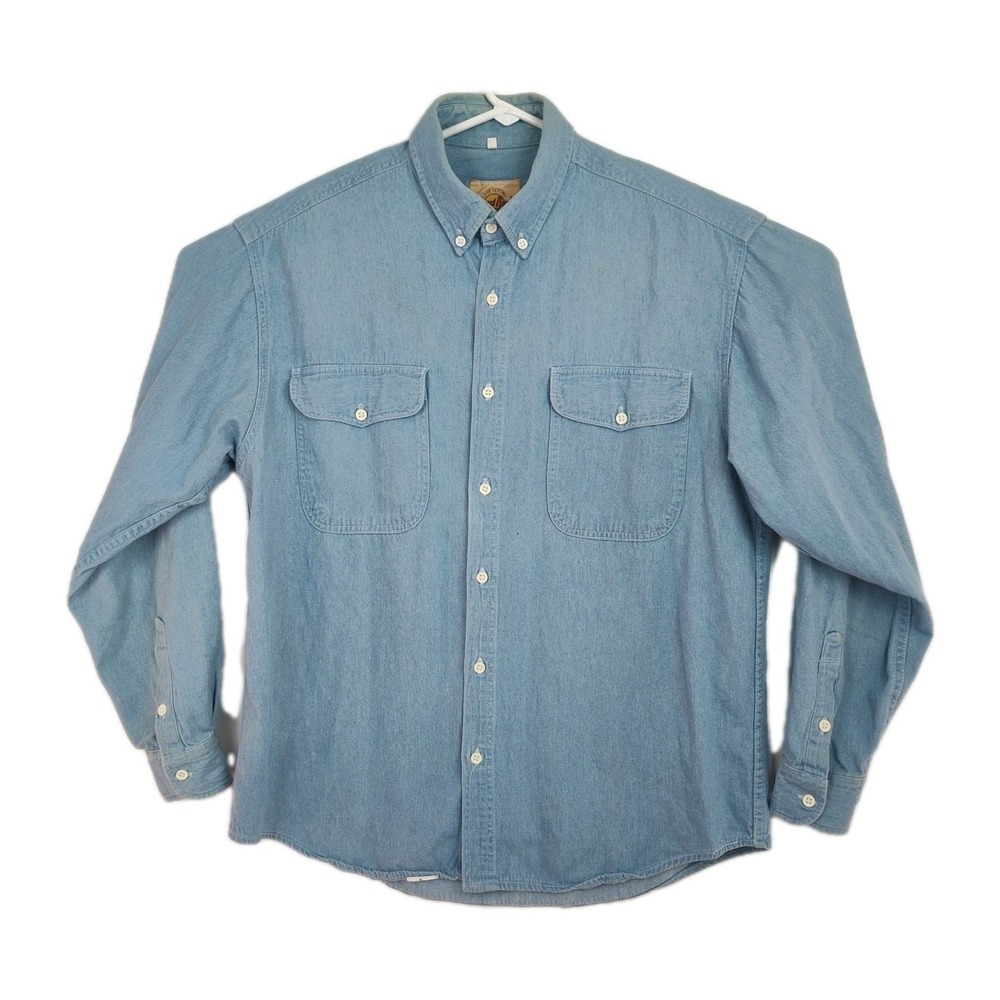 Hard Rock Cafe‎ Button-Up Shirt Men's 42 (L) Denim Puerta Vallarta Embroid. Logo